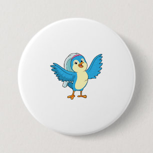 Bird as Bride with Veil 7.5 Cm Round Badge