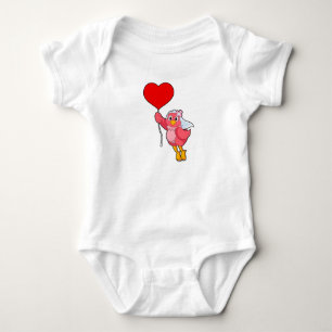 Bird as Bride with Veil & Heart Balloon Baby Bodysuit