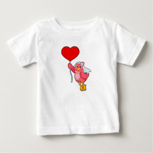 Bird as Bride with Veil & Heart Balloon Baby T-Shirt