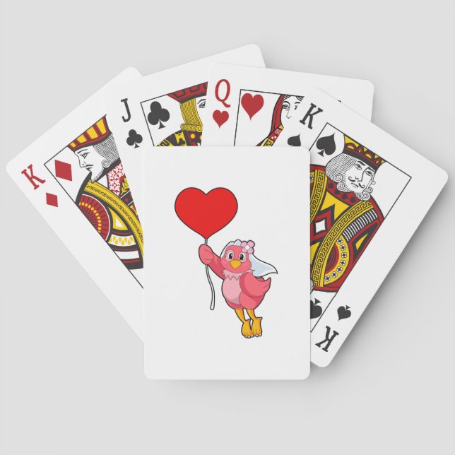 Bird as Bride with Veil & Heart Balloon Playing Cards (Back)