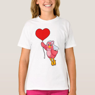 Bird as Bride with Veil & Heart Balloon T-Shirt