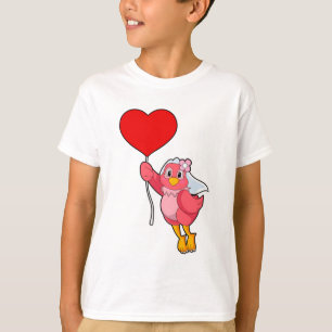 Bird as Bride with Veil & Heart Balloon T-Shirt