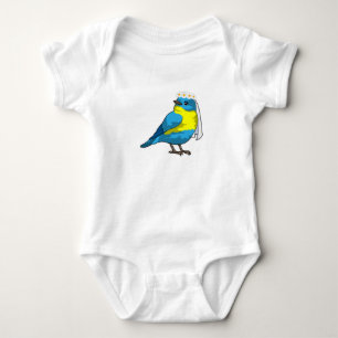 Bird as Bride with Wreath of flowers Baby Bodysuit