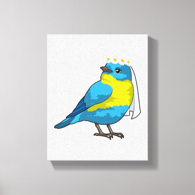 Bird as Bride with Wreath of flowers Canvas Print (Front)