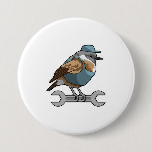 Bird as Carftsman with Wrench 7.5 Cm Round Badge