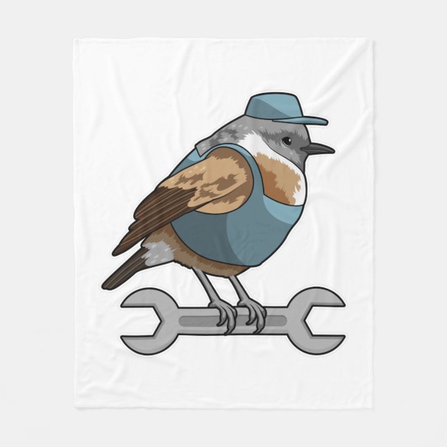 Bird as Carftsman with Wrench Fleece Blanket (Front)