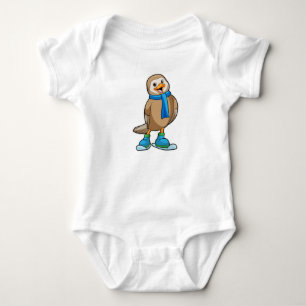 Bird as Skier with Ski & Scarf Baby Bodysuit