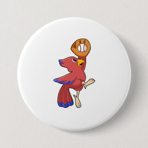 Bird at Baseball with Baseball glove 7.5 Cm Round Badge