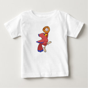 Bird at Baseball with Baseball glove Baby T-Shirt