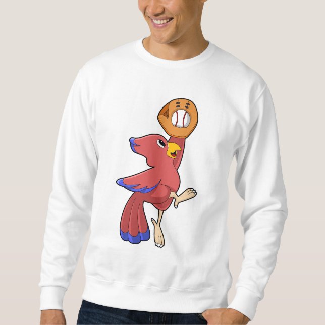 Bird at Baseball with Baseball glove Sweatshirt (Front)