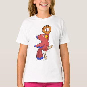Bird at Baseball with Baseball glove T-Shirt