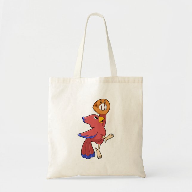 Bird at Baseball with Baseball glove Tote Bag (Front)
