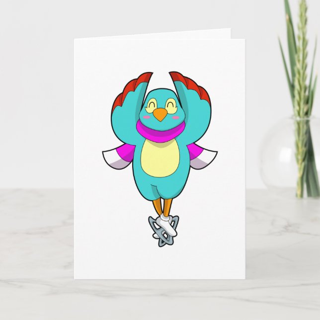Bird at Ice skating with Ice skates.PNG Card (Front)