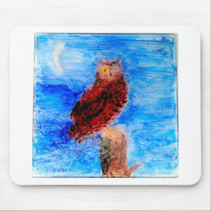 Bird at Night Moonlit Owl Mouse Mat