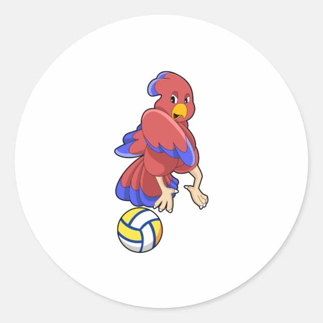 Bird at Volleyball Sports Classic Round Sticker (Front)