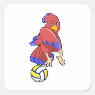 Bird at Volleyball Sports Square Sticker