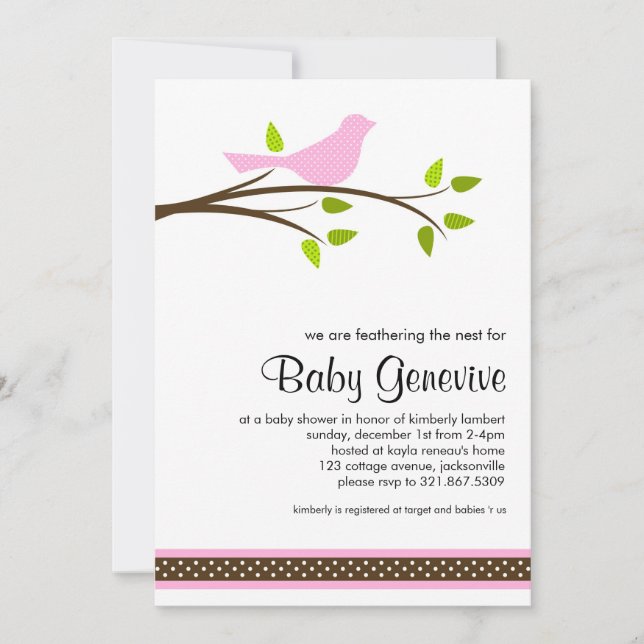 Bird Baby Shower Invitation (Front)