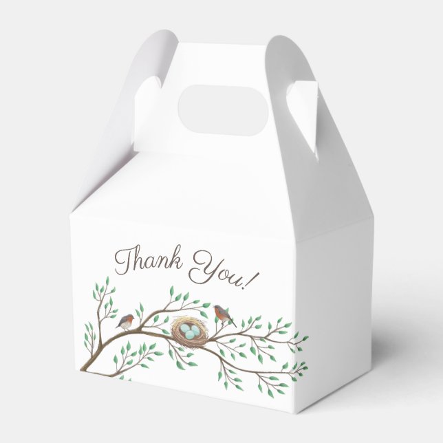 Bird Baby Shower Spring Favour Box (Front Side)