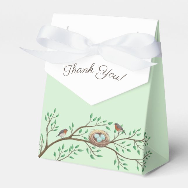 Bird Baby Shower Spring Favour Box (Front Side)