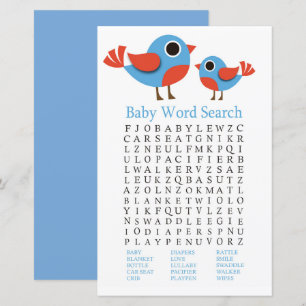 Bird Baby Shower Word Search Game