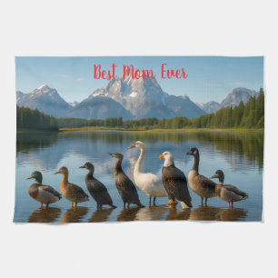 Bird Best Mum Ever Personalised Kitchen Towel