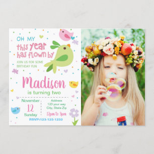 Bird Birthday Invitation with Photo
