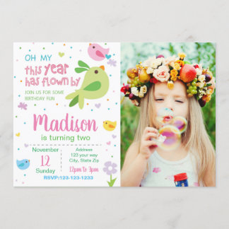 Bird Birthday Invitation with Photo