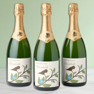 Bird Birthday Sparkling Wine Label