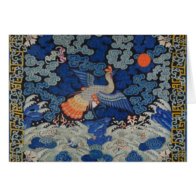 Bird Blue Chinese Embroidery Vintage (Front Horizontal)