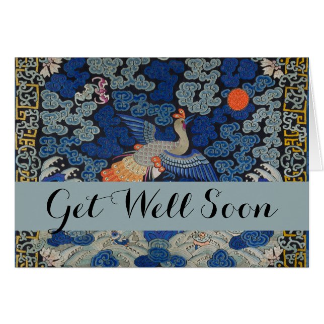 Bird Blue Chinese Embroidery Vintage (Front Horizontal)