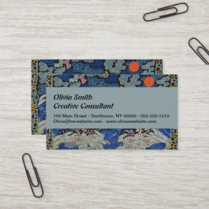 Bird Blue Chinese Embroidery Vintage Business Card