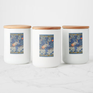 Bird Blue Chinese Embroidery Vintage Food Label