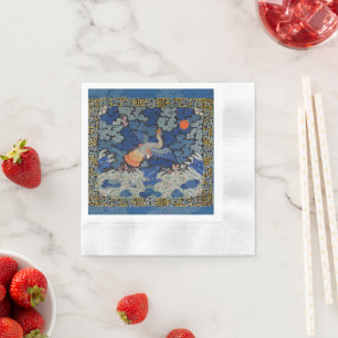 Bird Blue Chinese Embroidery Vintage Napkin