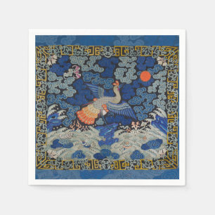 Bird Blue Chinese Embroidery Vintage Napkin