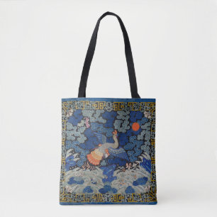 Bird Blue Chinese Embroidery Vintage Tote Bag
