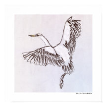 Bird Blue Gray Illustration Line Drawing Wall Art