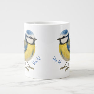 Bird Blue Tit Mug, Watercolour Garden Bird Art Large Coffee Mug