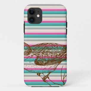bird branch animals nature colourful pattern art iPhone 11 case
