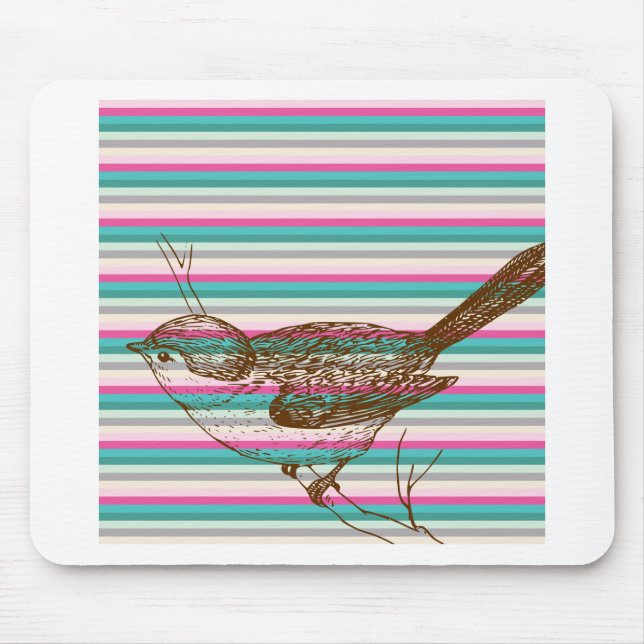 bird branch animals nature colourful pattern art mouse mat (Front)