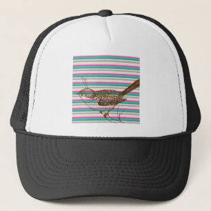 bird branch animals nature colourful pattern art trucker hat
