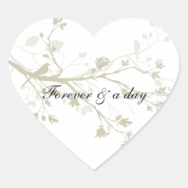 Bird Branches Heart Sticker (Front)