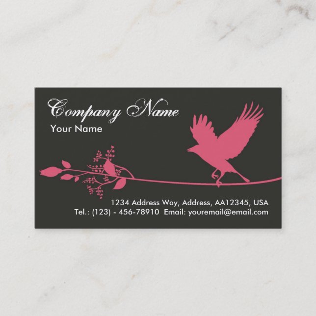 Bird Business Card (Pink) (Front)