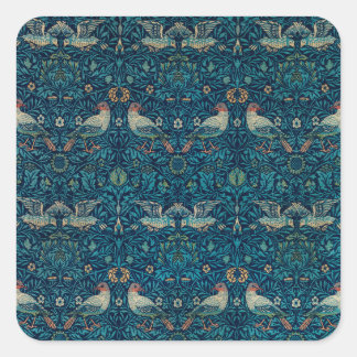 Bird by William Morris, Vintage Garden Textile Art Square Sticker