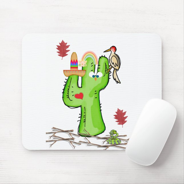 Bird Cactus Mouse Pad! Mat (With Mouse)