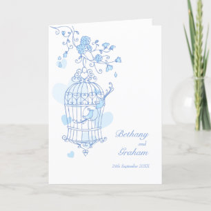 Bird cage blue wedding program programme