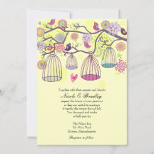 Bird Cage Love Birds Wedding Invitation