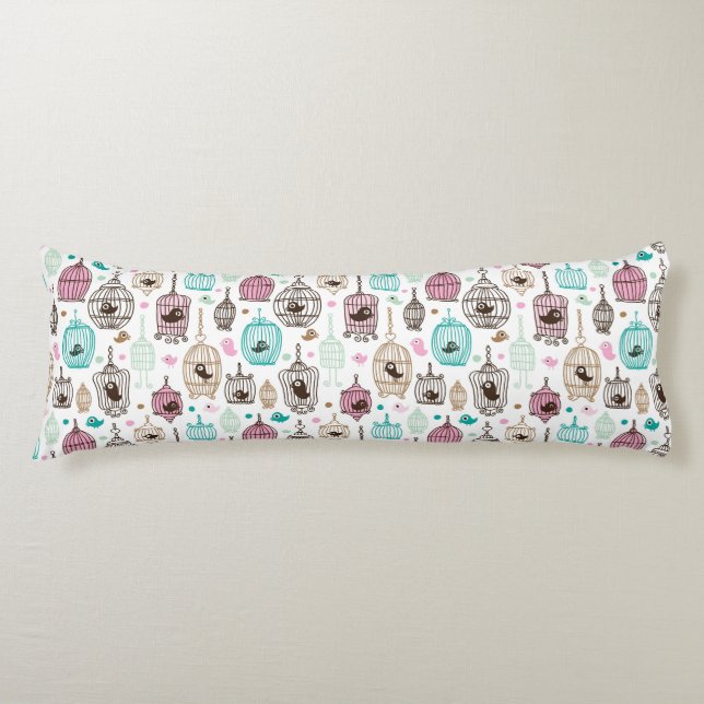 bird cage love kids background pattern body cushion (Front)