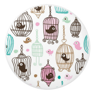 bird cage love kids background pattern ceramic knob