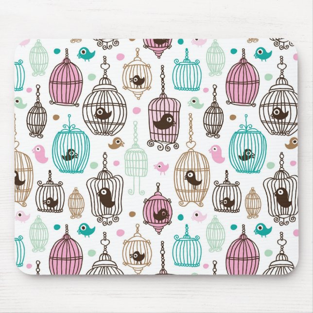 bird cage love kids background pattern mouse mat (Front)