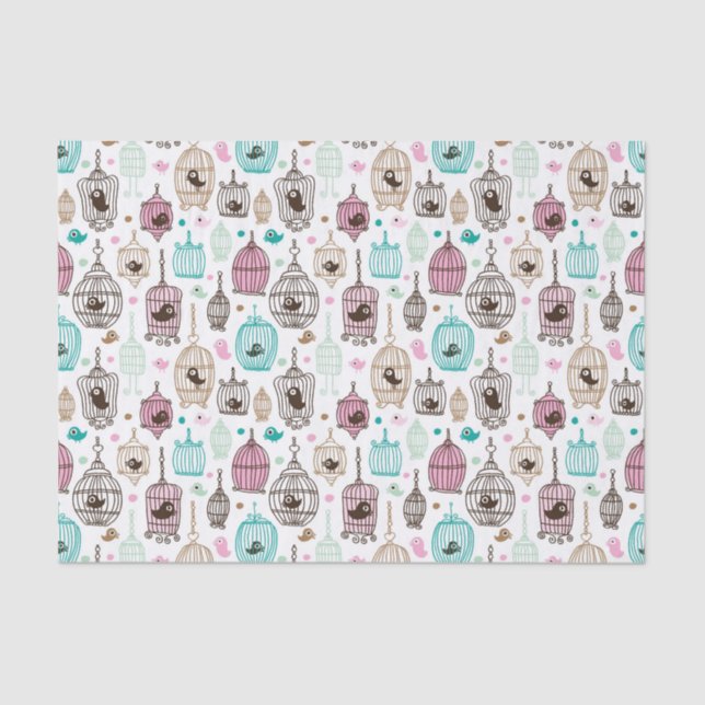 bird cage love kids background pattern tissue paper (Front)